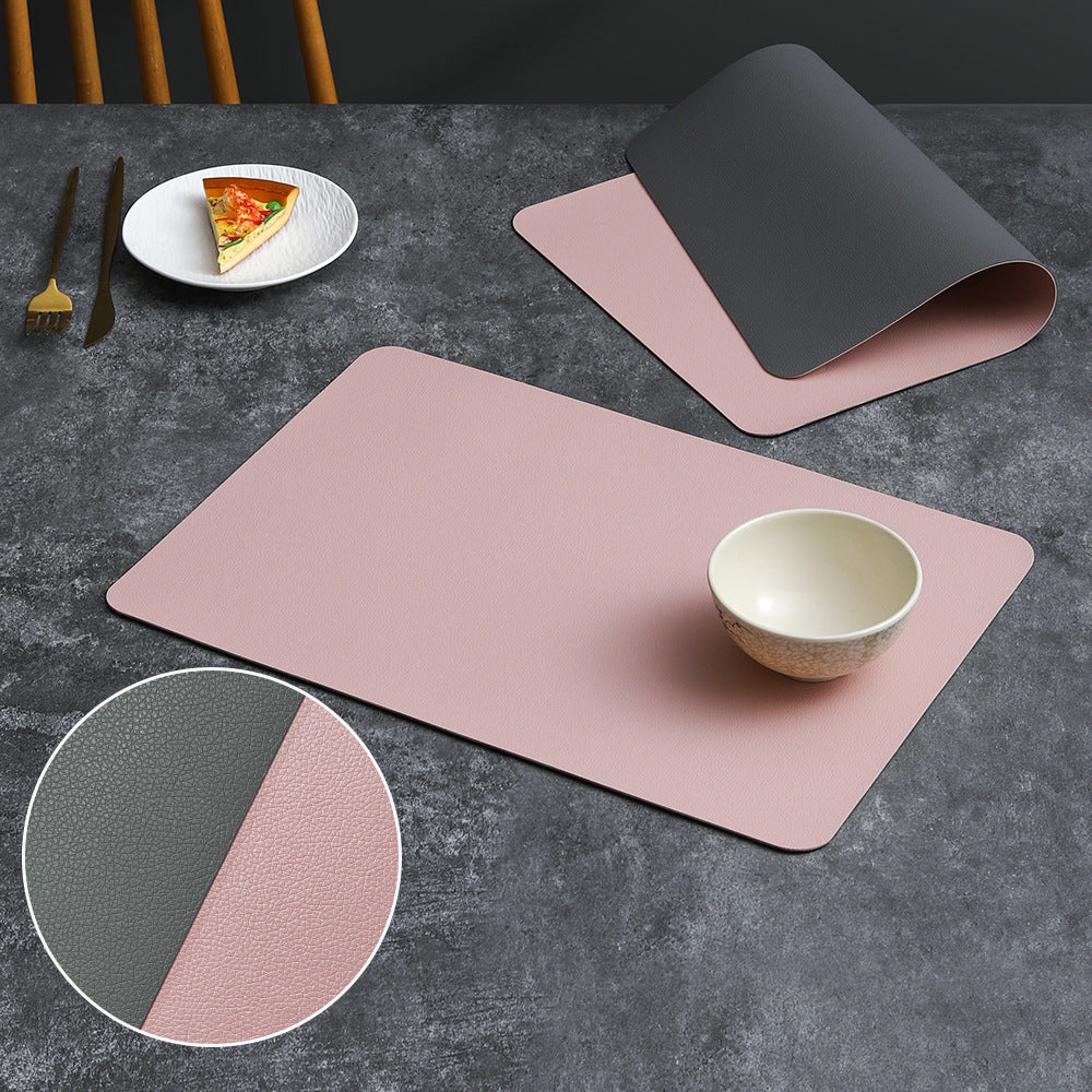 2-PCS Pink and dark grey PVC Double-Sided Lychee Texture Table Mat - Waterproof, Heat-Resistant & Easy to V888-ELOSUNG40082
