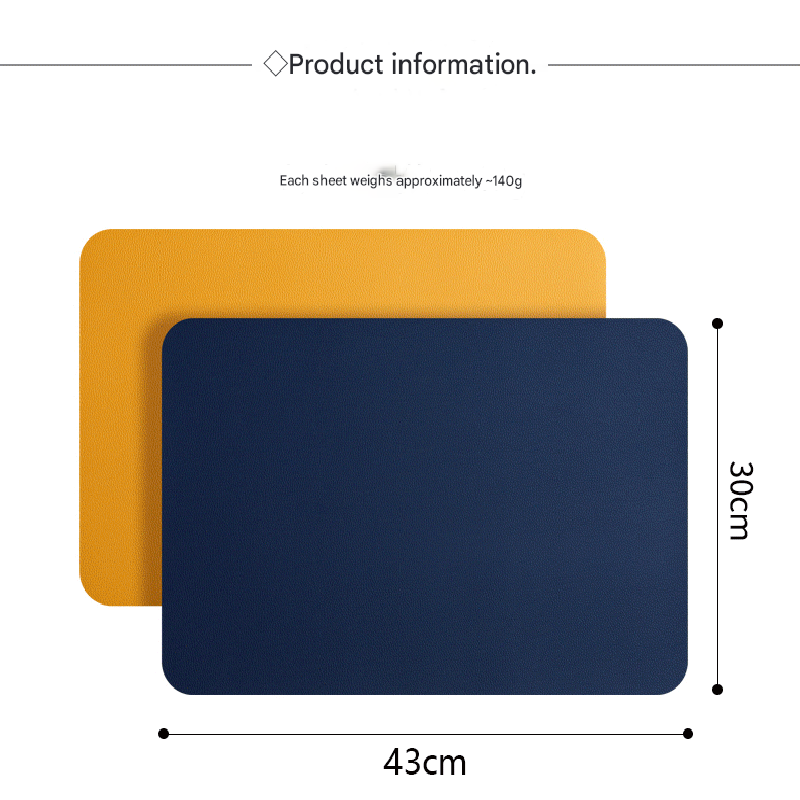 2-PCS Pink and dark grey PVC Double-Sided Lychee Texture Table Mat - Waterproof, Heat-Resistant & Easy to V888-ELOSUNG40082