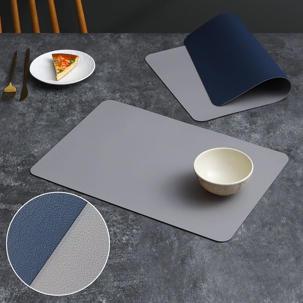 2-PCS Blue and grey PVC Double-Sided Lychee Texture Table Mat - Waterproof, Heat-Resistant & Easy to Clean V888-ELOSUNG40083