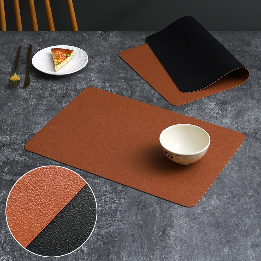 2-PCS Brown and black PVC Double-Sided Lychee Texture Table Mat - Waterproof, Heat-Resistant & Easy to Clean V888-ELOSUNG40086