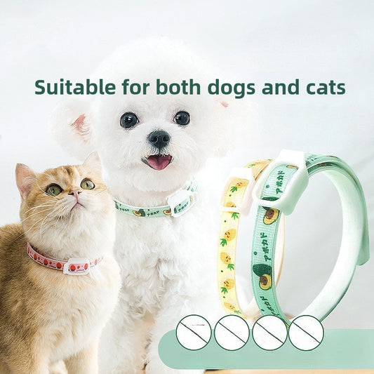 2-Pcs Green Pet Insect Repellent Collar with Plant-Based Essential Oils - Adjustable, Water-Washable & Safe V888-ELOSUNG40087