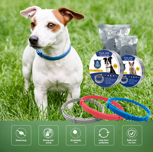 3-Pcs Blue 8-Month Flea and Tick Repellent Collar for Dogs and Cats - Waterproof, Adjustable & Safe with V888-ELOSUNG40097