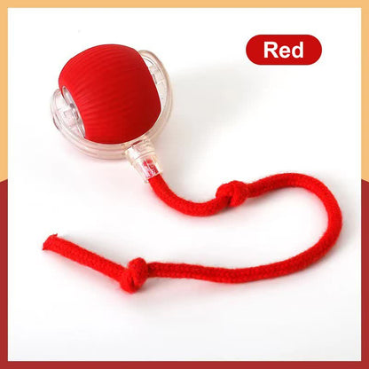2-PCS Red Automatic Interactive Cat Ball Toy with Rope - Durable & Bite-Resistant Pet Jump Ball for V888-ELOSUNG40114