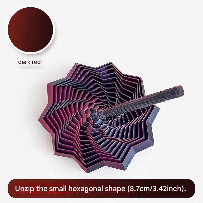 2-Pcs Dark red Smart 3D Printed Fidget Toy - Hexagonal Illusion Folding Desk Toy for Stress Relief & Focus V888-ELOSUNG40117