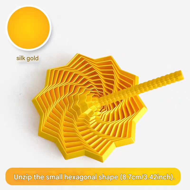 2-Pcs Silk gold Smart 3D Printed Fidget Toy - Hexagonal Illusion Folding Desk Toy for Stress Relief & Focus V888-ELOSUNG40118