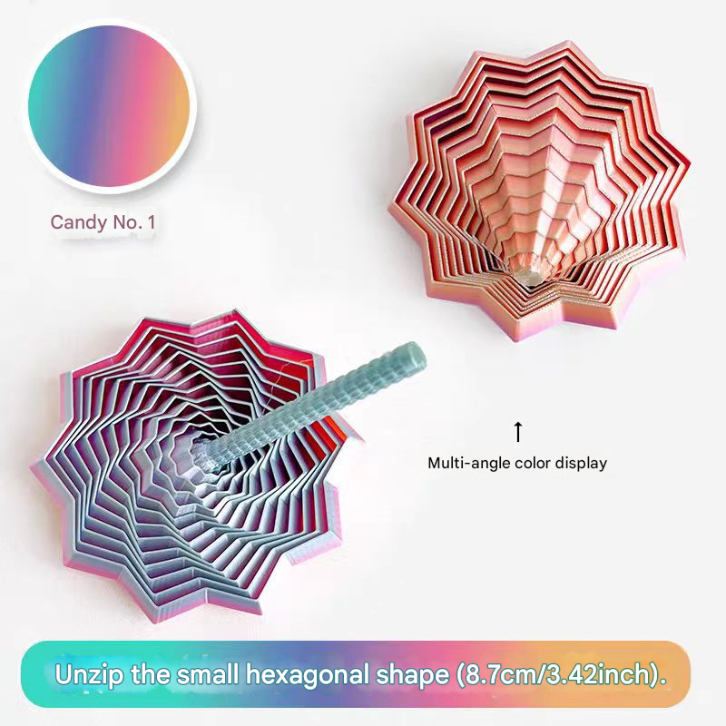 2-Pcs Candy color Smart 3D Printed Fidget Toy - Hexagonal Illusion Folding Desk Toy for Stress Relief & Focus V888-ELOSUNG40119