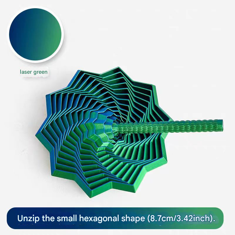 2-Pcs Laser Green Smart 3D Printed Fidget Toy - Hexagonal Illusion Folding Desk Toy for Stress Relief & Focus V888-ELOSUNG40120