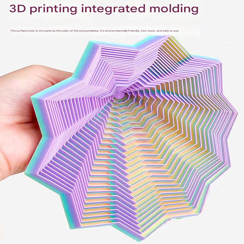 2-Pcs Laser Green Smart 3D Printed Fidget Toy - Hexagonal Illusion Folding Desk Toy for Stress Relief & Focus V888-ELOSUNG40120