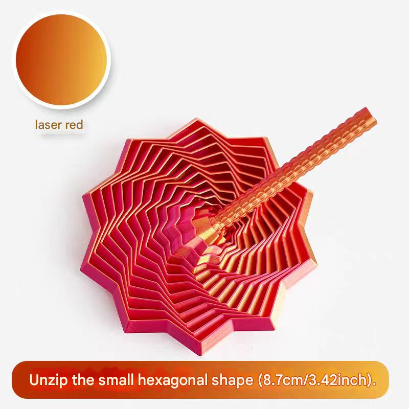 2-Pcs Laser Red Smart 3D Printed Fidget Toy - Hexagonal Illusion Folding Desk Toy for Stress Relief & Focus V888-ELOSUNG40121