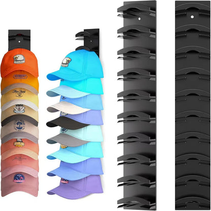 Black Hat Organizer for Baseball Caps - Multi-Layer Wall Mounted Cap Rack for Space-Saving Storage V888-ELOSUNG40126