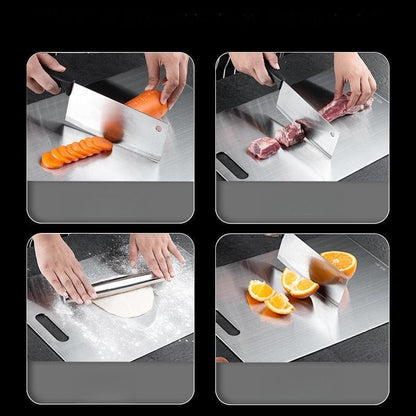 Dual-Sided Stainless Steel Chopping Board - Hygienic & Durable Kitchen Cutting Board for Meat, Veggies & V888-ELOSUNG40134