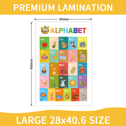 12-Pack Educational Posters for Kids - Laminated Preschool & Kindergarten Learning Charts - ABCs, Numbers, V888-ELOSUNG40143