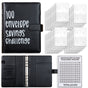 Black 100 Envelope Savings Challenge Binder - A5 Budget Planner & Money Organizer with Zipper Pockets - V888-ELOSUNG40148