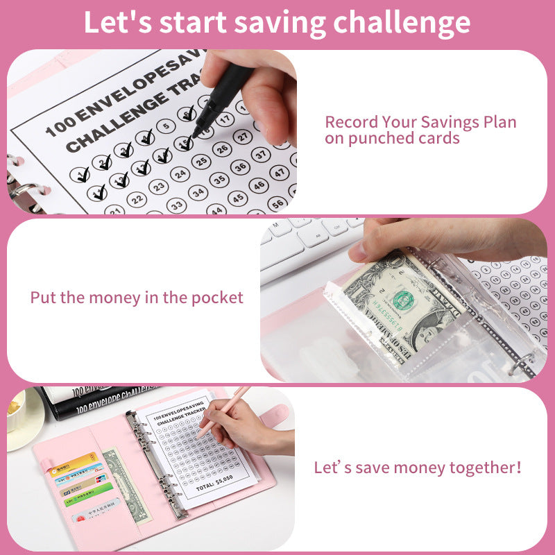 Yellow 100 Envelope Savings Challenge Binder - A5 Budget Planner & Money Organizer with Zipper Pockets - V888-ELOSUNG40150