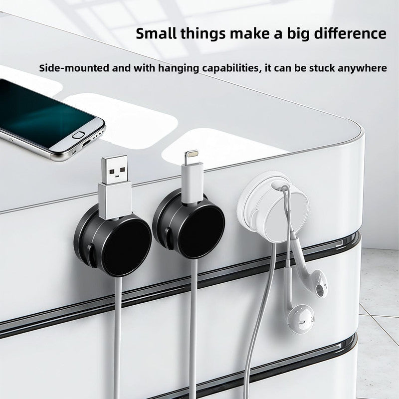 10-PCS White 360 Degree Rotating Cable Organizer with Magnetic Mount for Desktop Wire Management V888-ELOSUNG40159