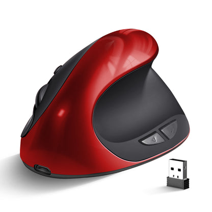 Red 3rd Gen Vertical Wireless Mouse with USB-C Charging - Ergonomic 2.4G Silent Click Design for Office and V888-ELOSUNG40161