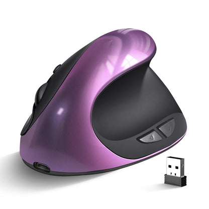 Purple 3rd Gen Vertical Wireless Mouse with USB-C Charging - Ergonomic 2.4G Silent Click Design for Office V888-ELOSUNG40162