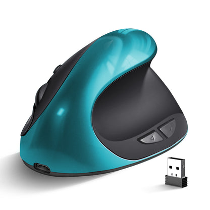 Blue 3rd Gen Vertical Wireless Mouse with USB-C Charging - Ergonomic 2.4G Silent Click Design for Office and V888-ELOSUNG40163