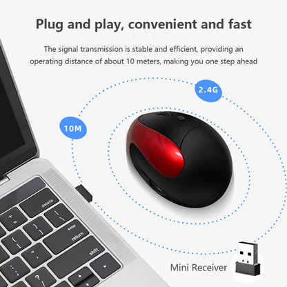 Black 3rd Gen Vertical Wireless Mouse with USB-C Charging - Ergonomic 2.4G Silent Click Design for Office and V888-ELOSUNG40164