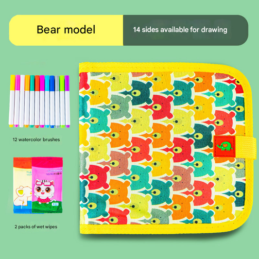 Little Bear Portable Reusable Drawing Board for Kids - erasable Doodle Book with Water Chalk Pens - Toddler V888-ELOSUNG40169