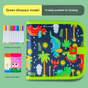 Green dinosaur Portable Reusable Drawing Board for Kids - erasable Doodle Book with Water Chalk Pens - V888-ELOSUNG40170