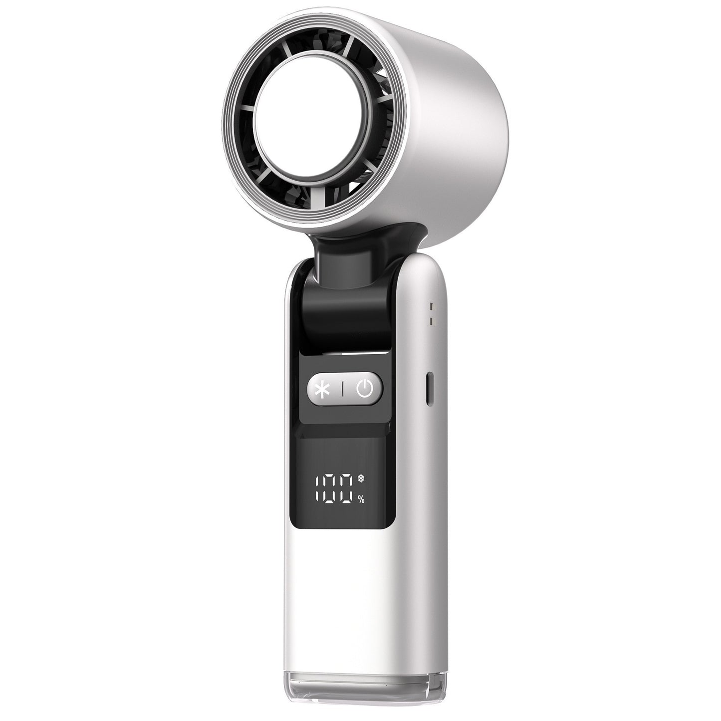 White New 100-Speed Portable Handheld Fan - Rechargeable Folding Turbo Mini USB Fan with Superconducting V888-ELOSUNG40203