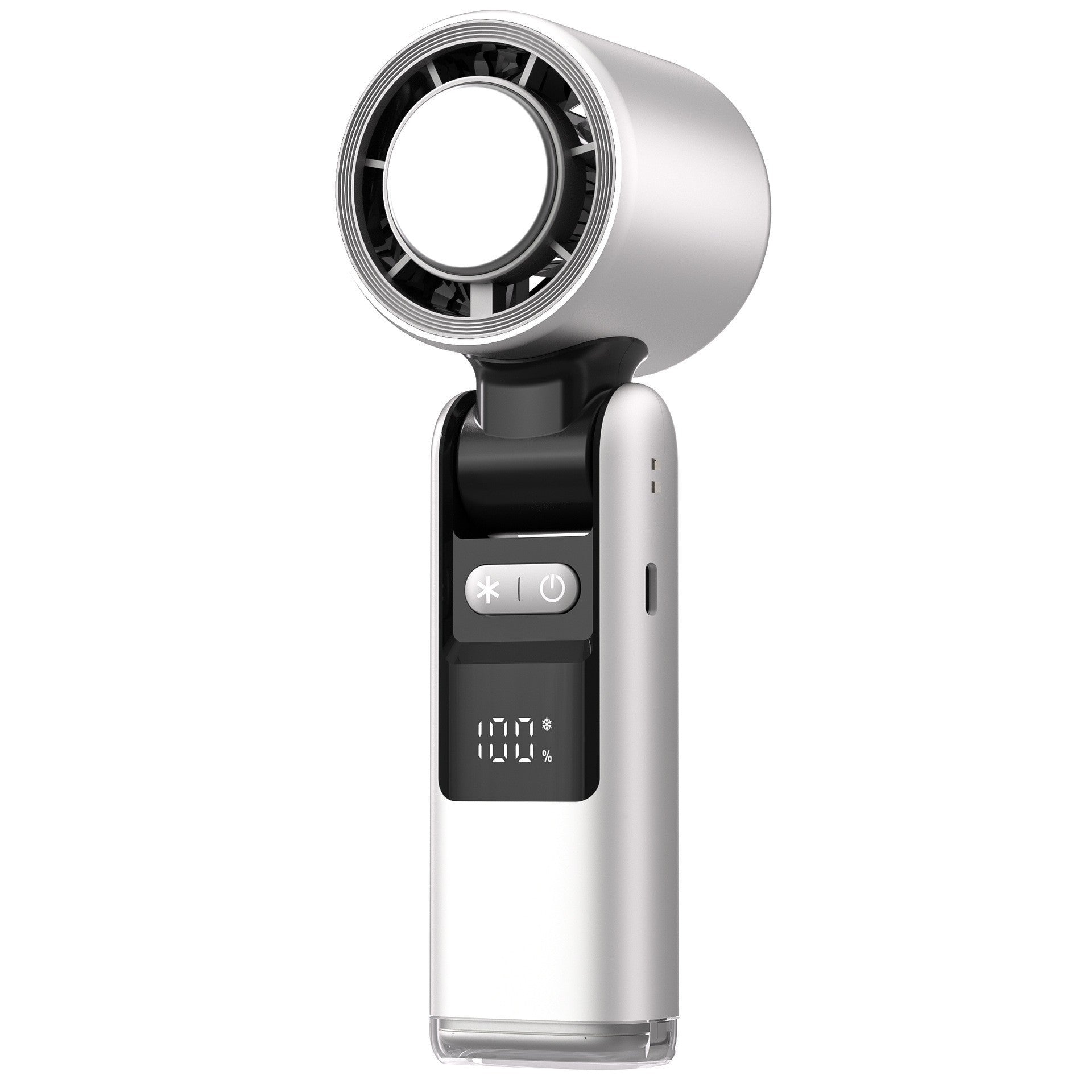 White New 100-Speed Portable Handheld Fan - Rechargeable Folding Turbo Mini USB Fan with Superconducting V888-ELOSUNG40203
