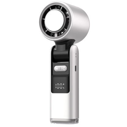 White New 100-Speed Portable Handheld Fan - Rechargeable Folding Turbo Mini USB Fan with Superconducting V888-ELOSUNG40203