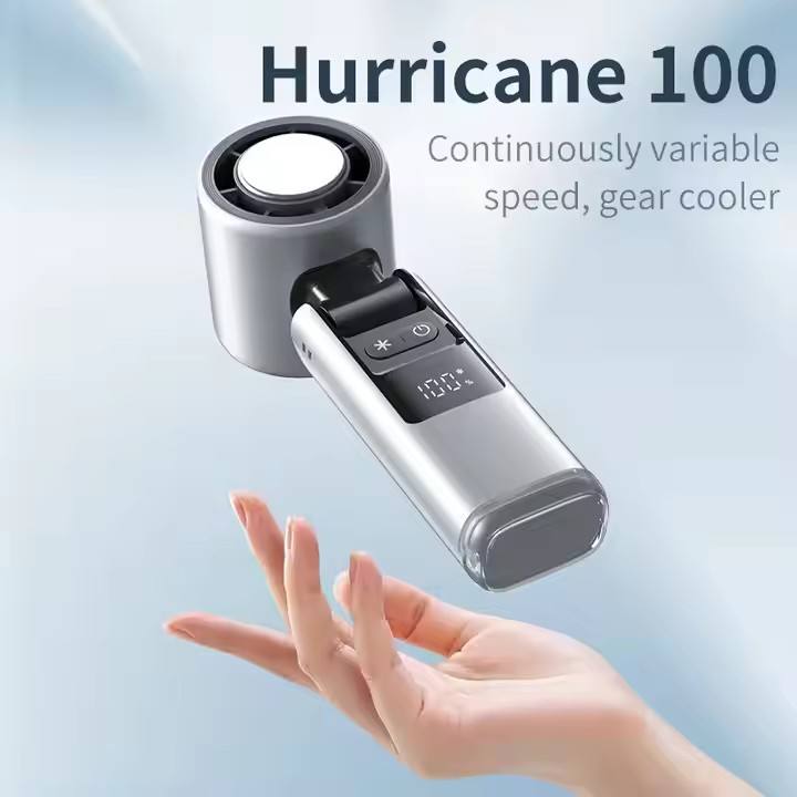 White New 100-Speed Portable Handheld Fan - Rechargeable Folding Turbo Mini USB Fan with Superconducting V888-ELOSUNG40203