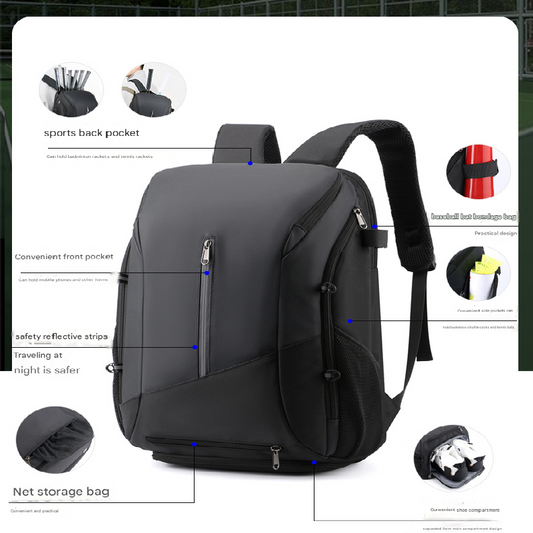 Black Multi-functional Sports Backpack for Men & Women - Waterproof Basketball, Badminton, Tennis & Soccer V888-ELOSUNG40204