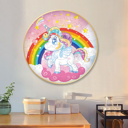Unicorn puzzle Round Cardboard 70-Piece Jigsaw Puzzle - Educational Kids Puzzle Toy, Fun & Engaging V888-ELOSUNG40210