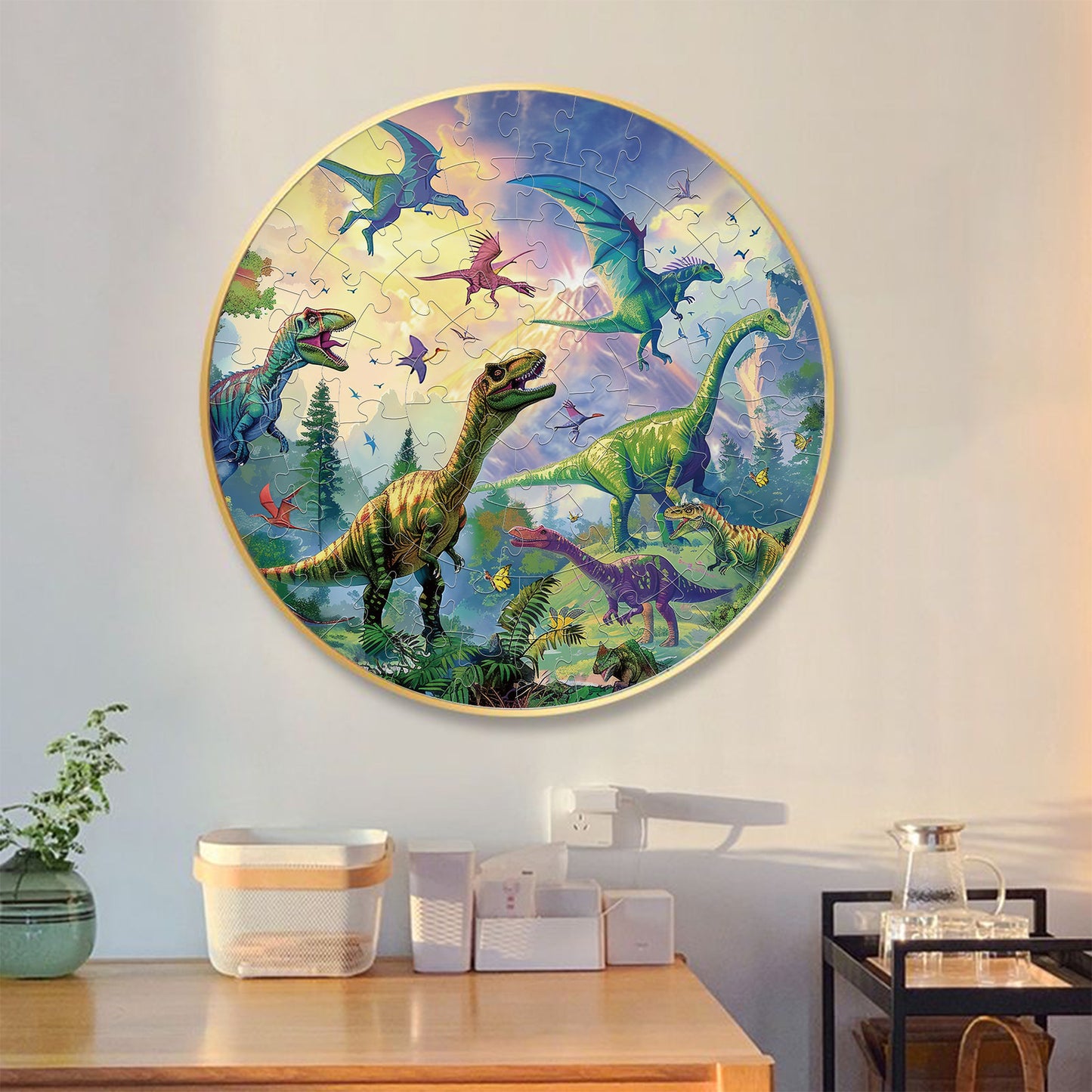 Dinosaur jigsaw puzzle Round Cardboard 70-Piece Jigsaw Puzzle - Educational Kids Puzzle Toy, Fun & Engaging V888-ELOSUNG40212