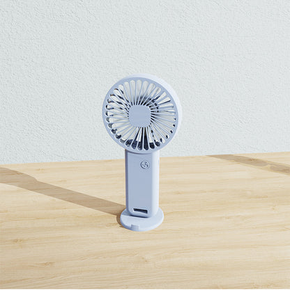 2-PCS Blue Portable USB Rechargeable Mini Handheld Fan with Desktop Base & Phone Stand - 3-Speed Quiet V888-ELOSUNG40221