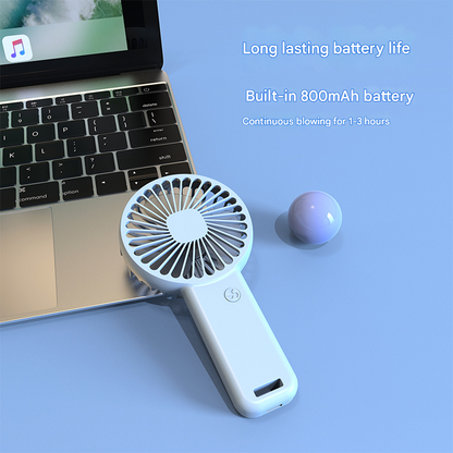 2-PCS Blue Portable USB Rechargeable Mini Handheld Fan with Desktop Base & Phone Stand - 3-Speed Quiet V888-ELOSUNG40221