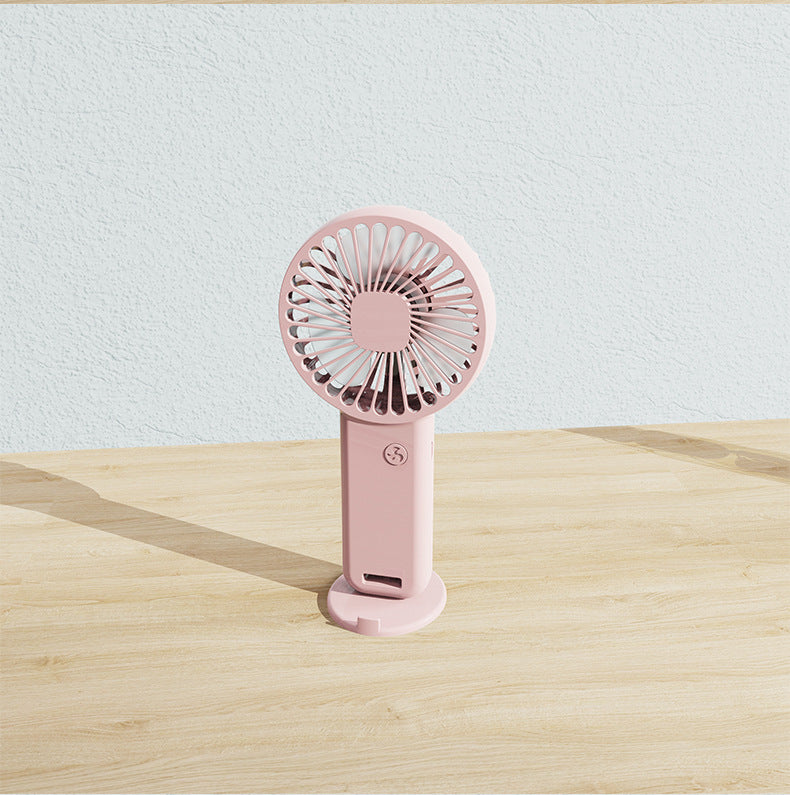 2-PCS Pink Portable USB Rechargeable Mini Handheld Fan with Desktop Base & Phone Stand - 3-Speed Quiet V888-ELOSUNG40223