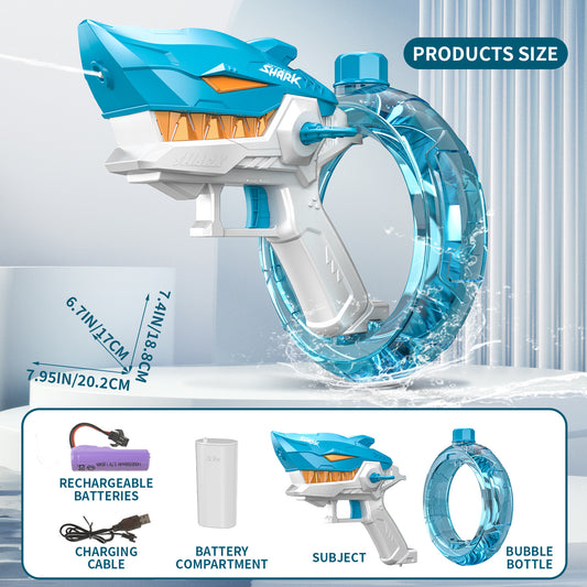 Blue Electric Shark Water Gun for Kids - Automatic Continuous Shot Blaster with Large Capacity Water Bottle & V888-ELOSUNG40227