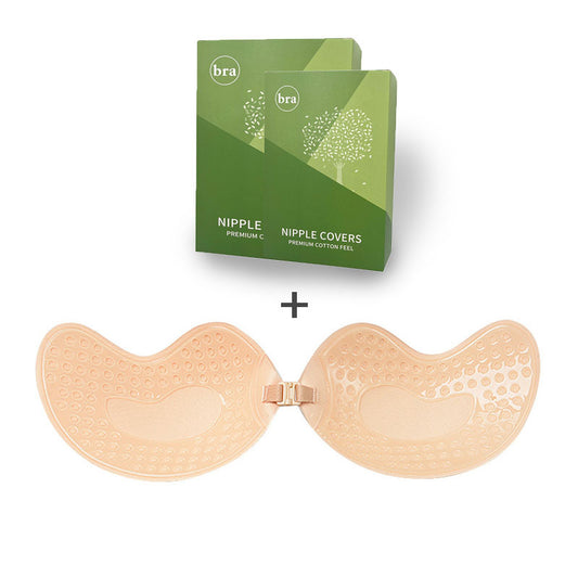 3-PCS Skin color Invisible Silicone Push-Up Bra - Reusable Adhesive Mango Breast Pasties with Breathable V888-ELOSUNG40233