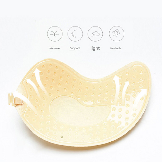 3-PCS Skin color Invisible Silicone Push-Up Bra - Reusable Adhesive Mango Breast Pasties with Breathable V888-ELOSUNG40233