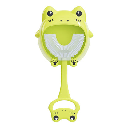 Green frog U-Shaped Kids Toothbrush - Food Grade Silicone Manual Toothbrush for 2-12 Year Olds - 360 degree V888-ELOSUNG40243