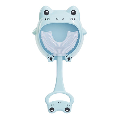 Blue frog U-Shaped Kids Toothbrush - Food Grade Silicone Manual Toothbrush for 2-12 Year Olds - 360 degree V888-ELOSUNG40244