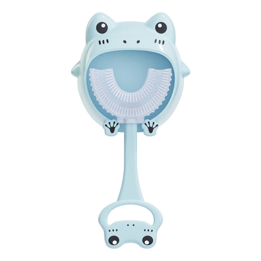 Blue frog U-Shaped Kids Toothbrush - Food Grade Silicone Manual Toothbrush for 2-12 Year Olds - 360 degree V888-ELOSUNG40244