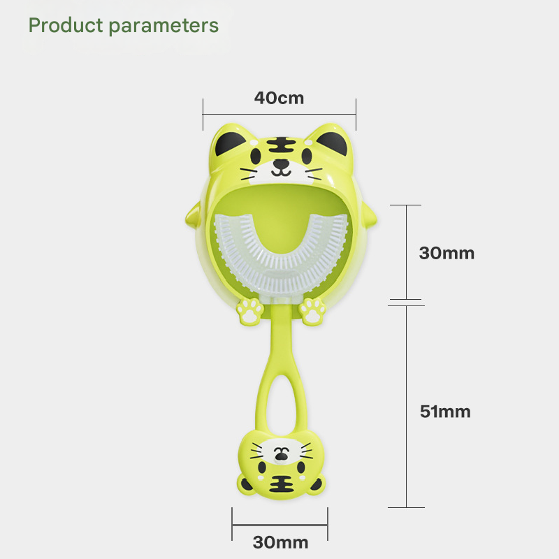 Blue frog U-Shaped Kids Toothbrush - Food Grade Silicone Manual Toothbrush for 2-12 Year Olds - 360 degree V888-ELOSUNG40244