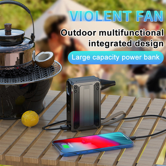 Black Multifunctional Turbo Fan - Portable High-Speed Dust Blower with LED Light & Emergency Power Bank for V888-ELOSUNG40249