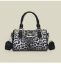 Black leopard print Stylish PU Leather Boston Bag - Elegant Retro Single Shoulder Crossbody Handbag for Women V888-ELOSUNG40255