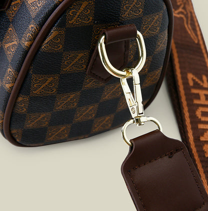Brown leopard print Stylish PU Leather Boston Bag - Elegant Retro Single Shoulder Crossbody Handbag for Women V888-ELOSUNG40256