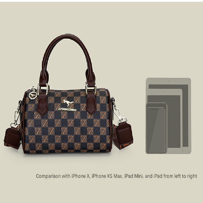Brown leopard print Stylish PU Leather Boston Bag - Elegant Retro Single Shoulder Crossbody Handbag for Women V888-ELOSUNG40256