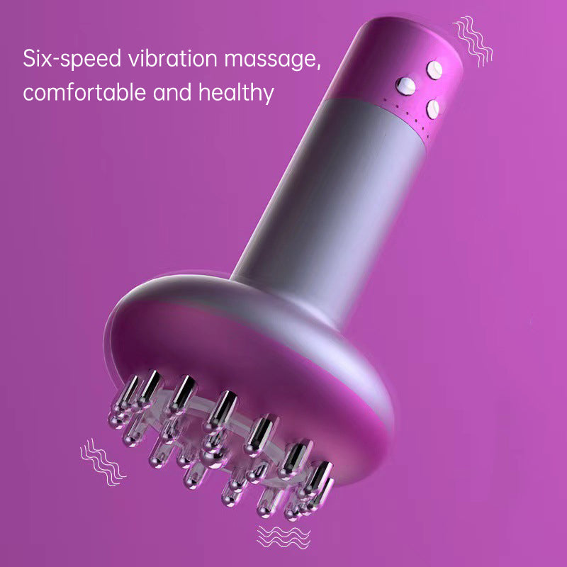 Purple Electric Meridian Brush Massager - 6-in-1 Handheld Device with Vibration, Microcurrent, and Heat V888-ELOSUNG40260
