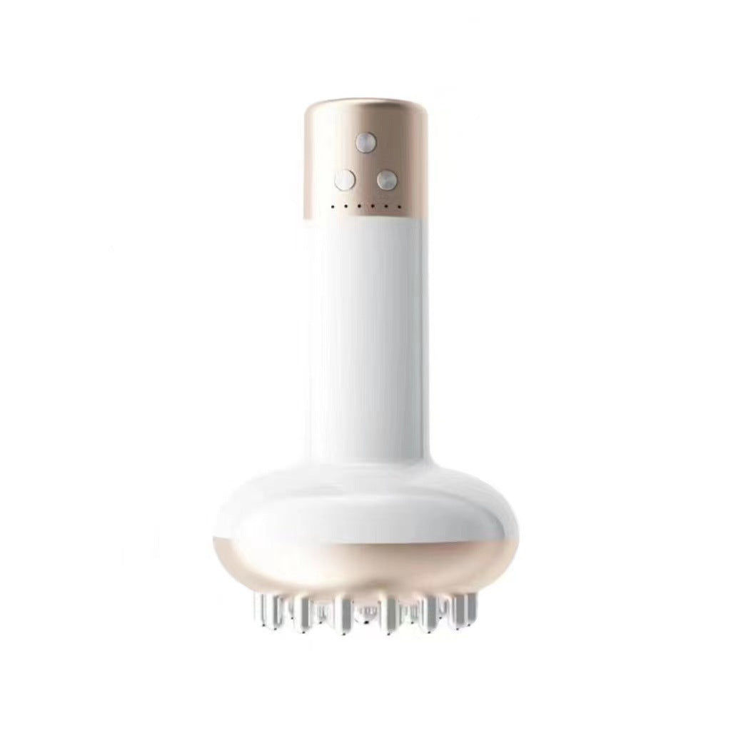 White Electric Meridian Brush Massager - 6-in-1 Handheld Device with Vibration, Microcurrent, and Heat Therapy V888-ELOSUNG40261