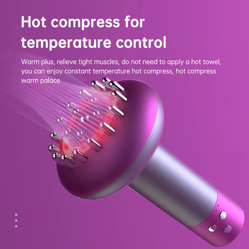 White Electric Meridian Brush Massager - 6-in-1 Handheld Device with Vibration, Microcurrent, and Heat Therapy V888-ELOSUNG40261