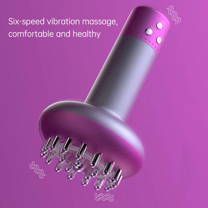 White Electric Meridian Brush Massager - 6-in-1 Handheld Device with Vibration, Microcurrent, and Heat Therapy V888-ELOSUNG40261